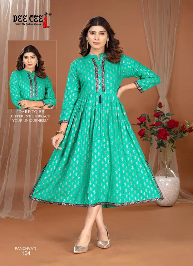 Deecee Panchvati Casual Wear Plain Rayon Kurtis Collection